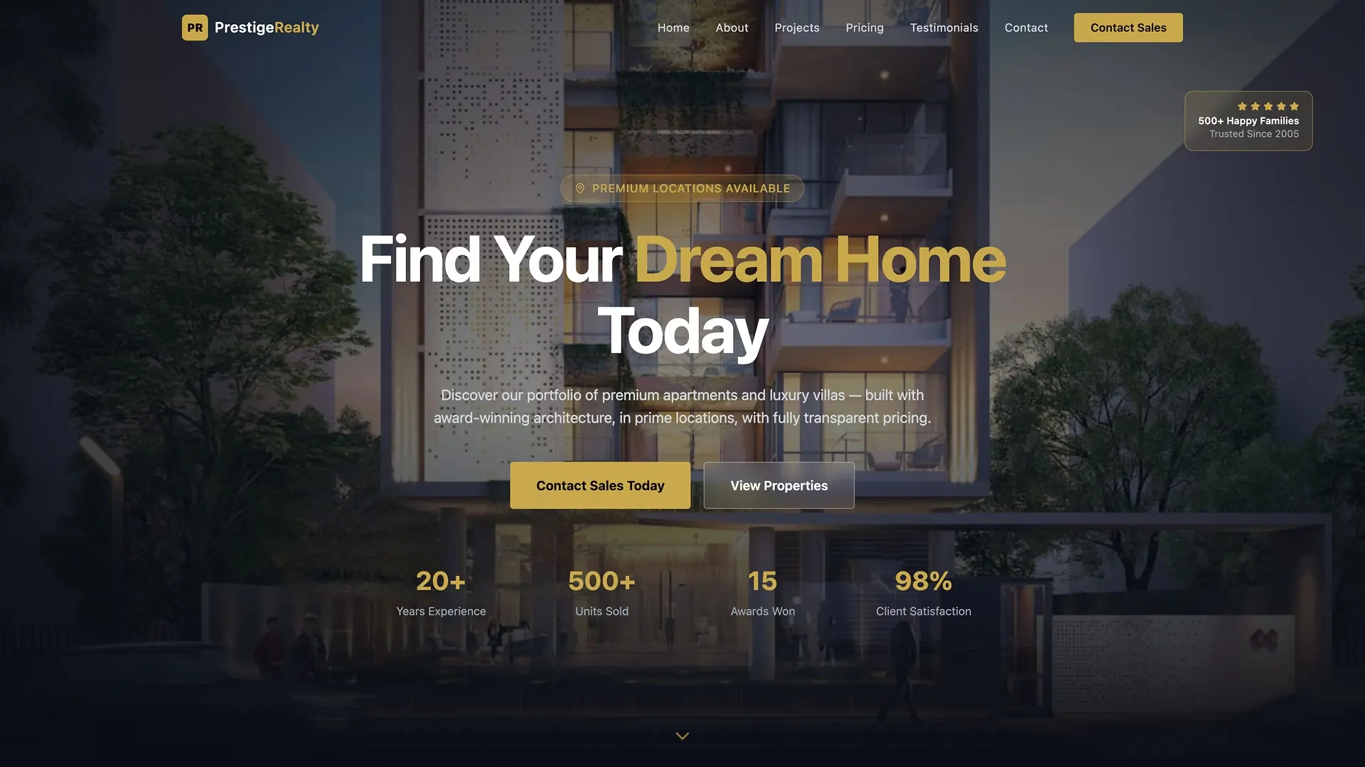 Estate webpage presentation